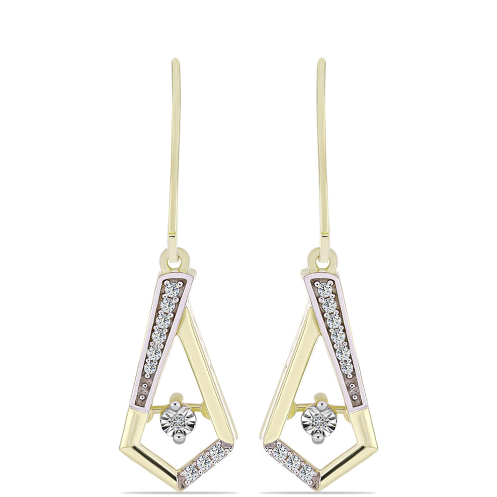 Brincos de Prata com Banho de Ouro com Diamante Branco e Topázio Branco 1 
