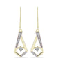 Brincos de Prata com Banho de Ouro com Diamante Branco e Topázio Branco