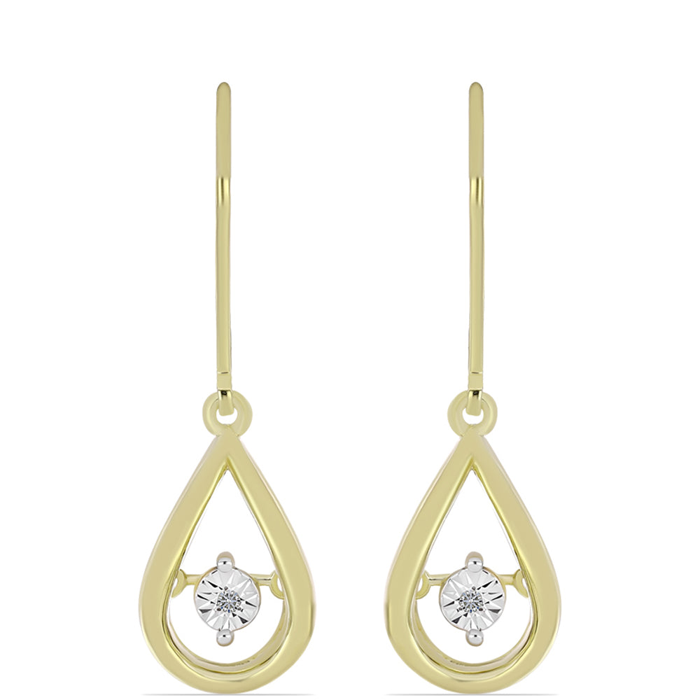 Brincos de Prata com Banho de Ouro com Diamante Branco