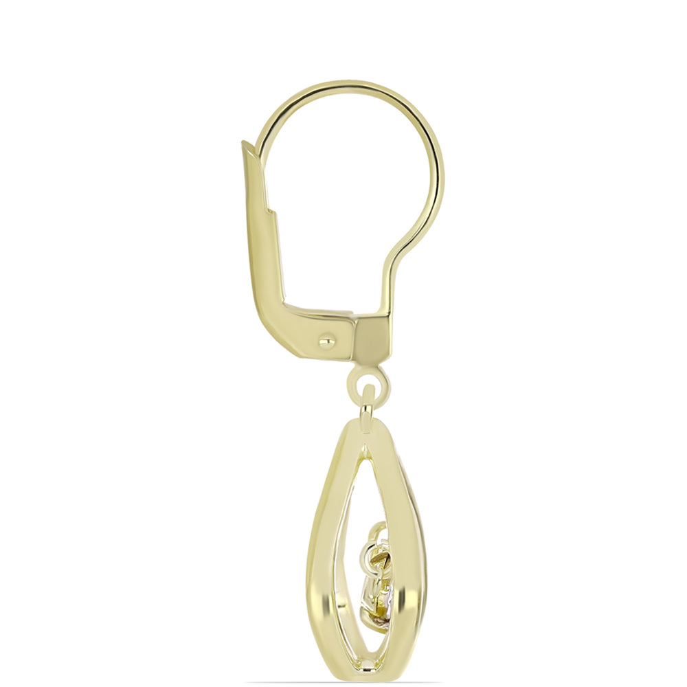 Brincos de Prata com Banho de Ouro com Diamante Branco 2 