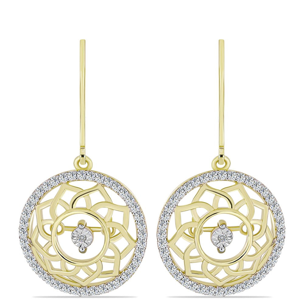 Brincos de Prata com Banho de Ouro com Diamante Branco e Topázio Branco 1 