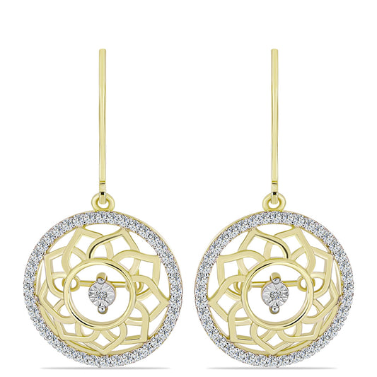 Brincos de Prata com Banho de Ouro com Diamante Branco e Topázio Branco