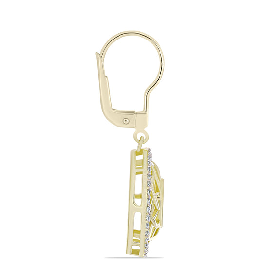 Brincos de Prata com Banho de Ouro com Diamante Branco e Topázio Branco