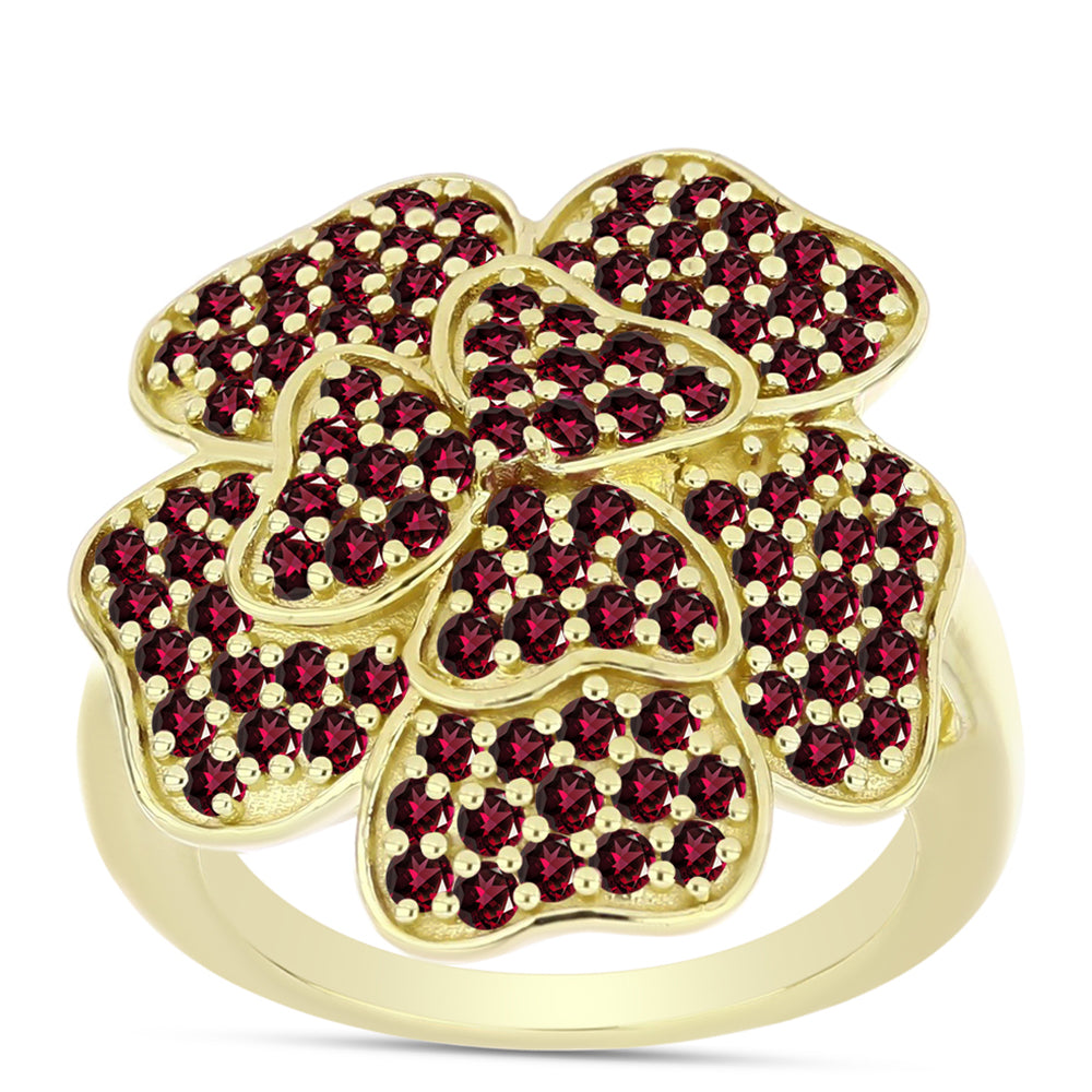 Anel de Prata com Banho de Ouro com Granada de Rhodolite  Contraste: Cabeca de Veado (800) 3 