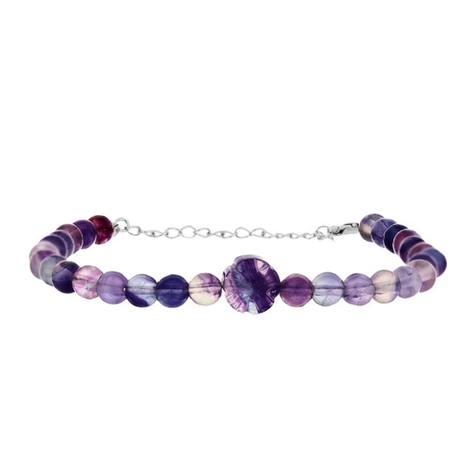 Pulseira de Prata com Fluorita Zebra