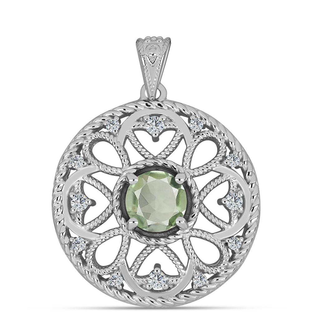 Pendente de Prata com Ametista Verde  Contraste: Cabeca de Veado (800) 1 