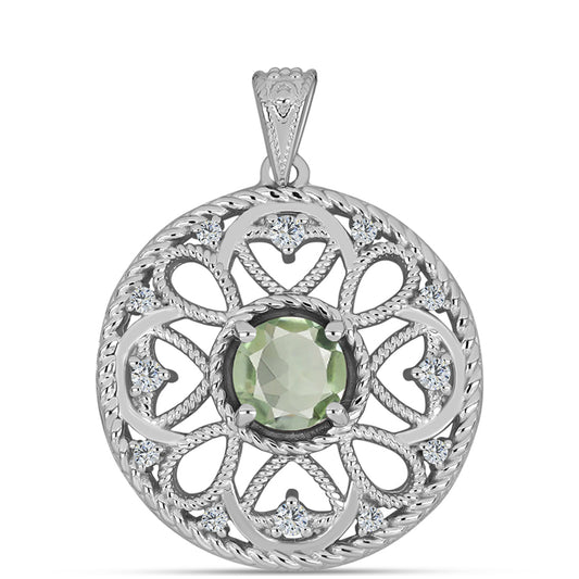 Pendente de Prata com Ametista Verde  Contraste: Cabeca de Veado (800)