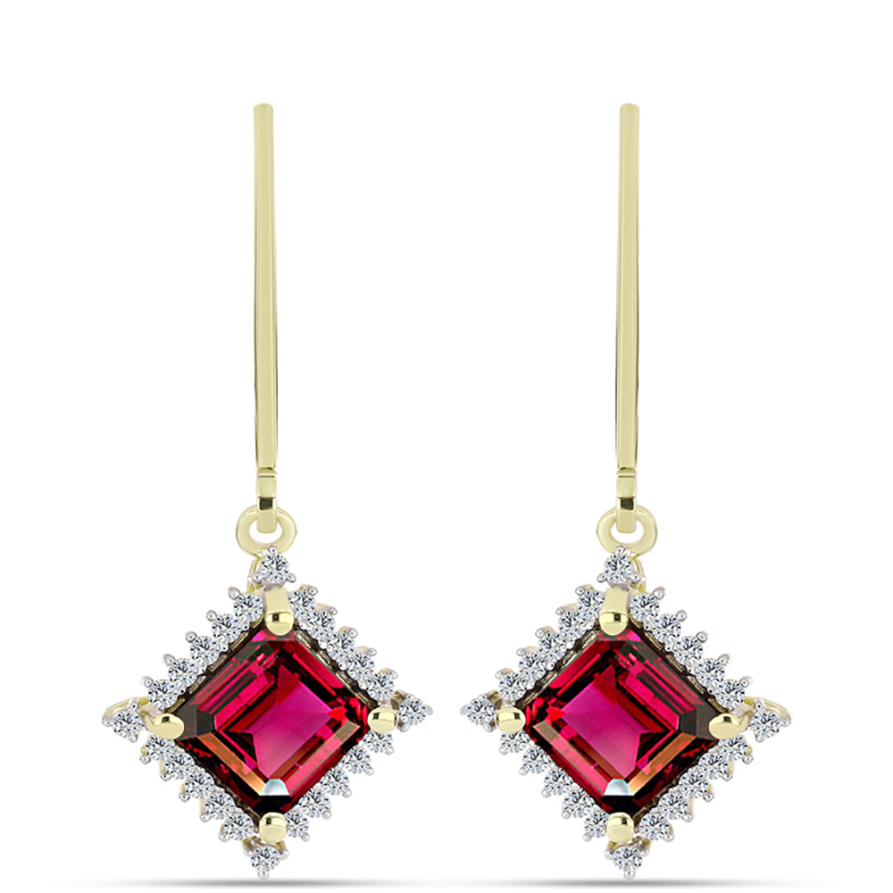 Brincos de Prata com Banho de Ouro com Granada de Rhodolite e Topázio Branco 1 