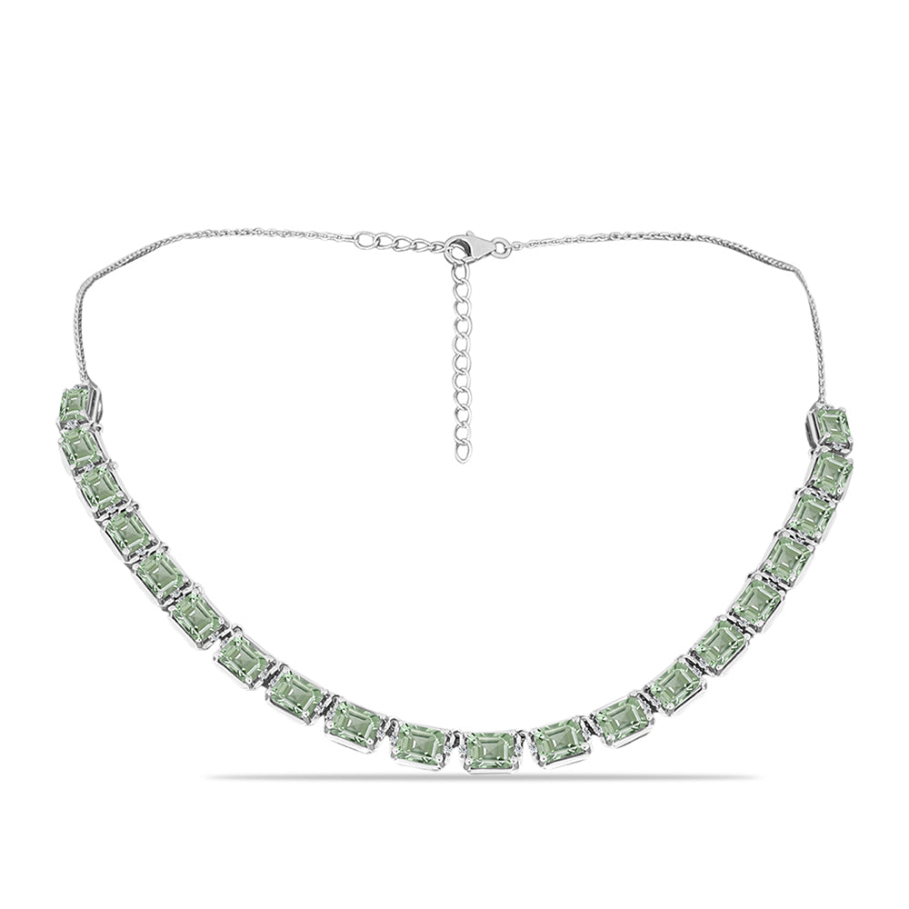 Colar de Prata com Ametista Verde e Topázio Branco  Contraste: Cabeca de Veado (800)