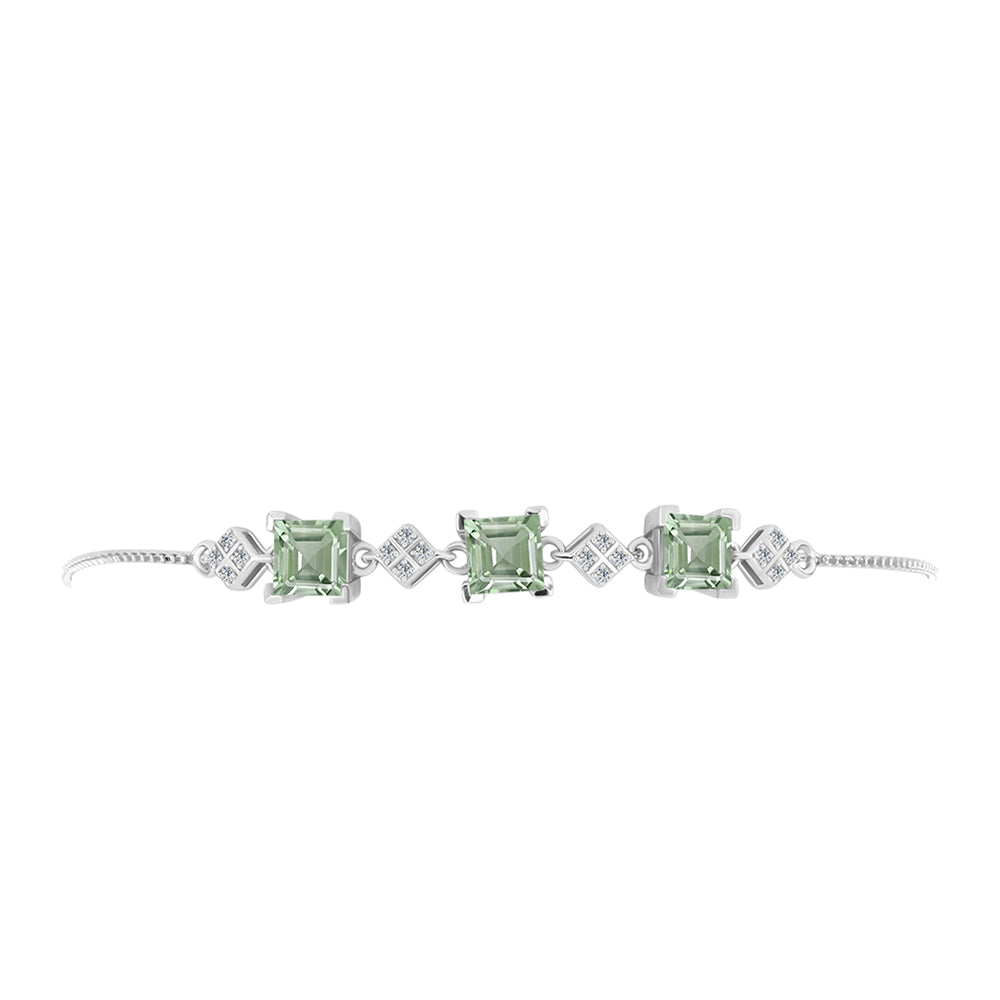 Pulseira de Prata com Ametista Verde e Topázio Branco  Contraste: Cabeca de Veado (800)