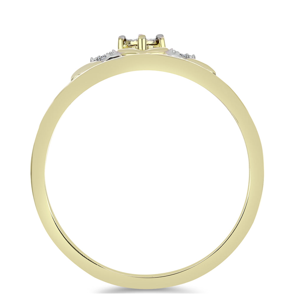 Anel de Prata com Banho de Ouro com Diamante Branco 2 