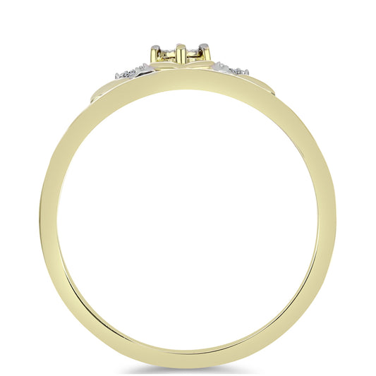 Anel de Prata com Banho de Ouro com Diamante Branco