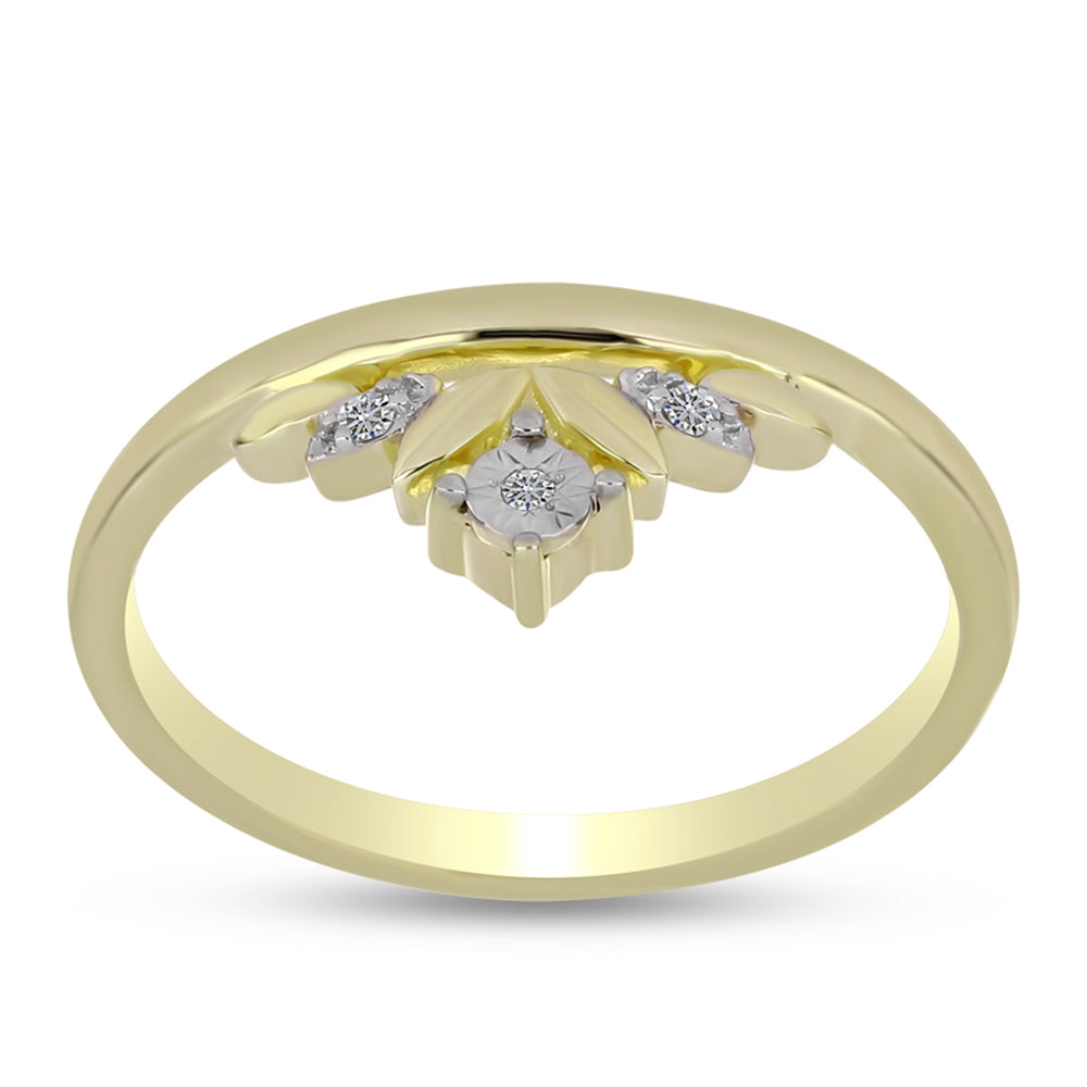 Anel de Prata com Banho de Ouro com Diamante Branco 3 