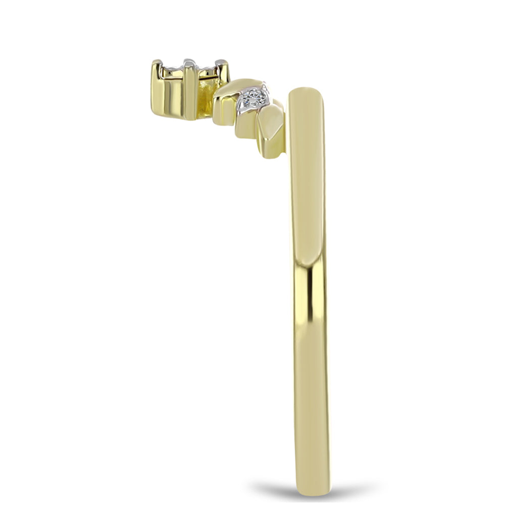 Anel de Prata com Banho de Ouro com Diamante Branco 4 