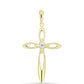 Cruz Pendente de Prata com Banho de Ouro com Diamante Branco