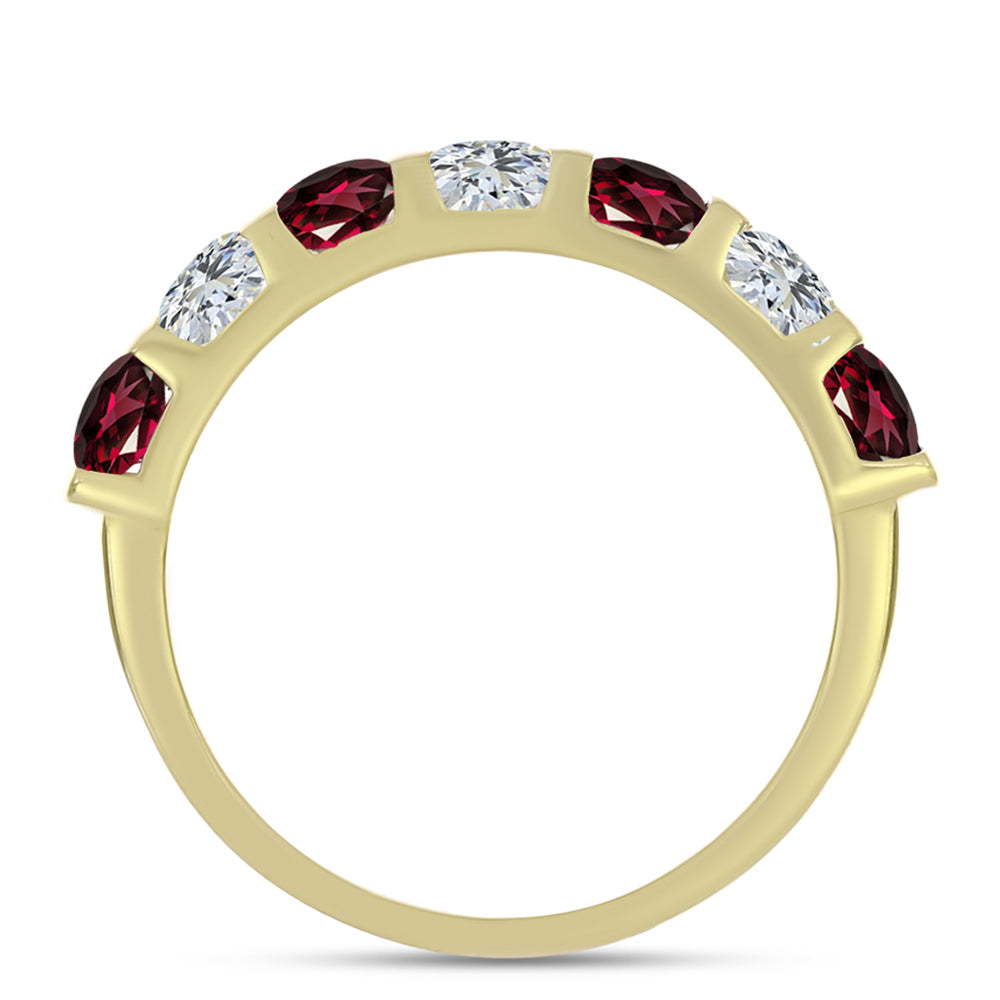 Anel de Prata com Banho de Ouro com Granada de Rhodolite e Topázio Branco  Contraste: Cabeca de Veado (800) 3 