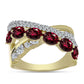 Anel de Prata com Banho de Ouro com Granada de Rhodolite e Topázio Branco  Contraste: Cabeca de Veado (800)