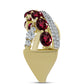 Anel de Prata com Banho de Ouro com Granada de Rhodolite e Topázio Branco  Contraste: Cabeca de Veado (800)