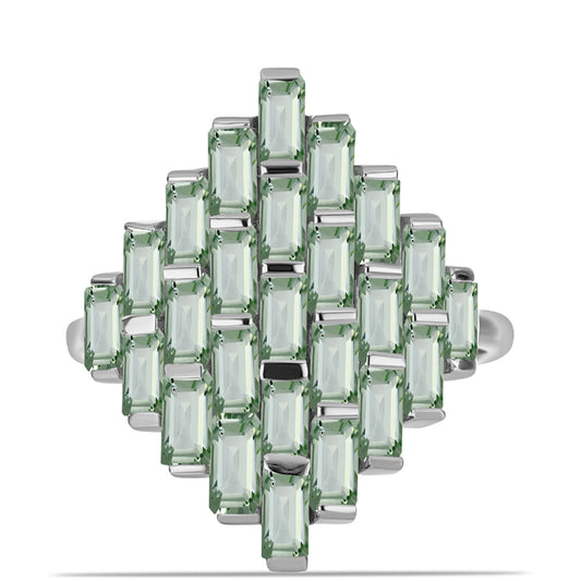 Anel de Prata com Ametista Verde  Contraste: Cabeca de Veado (800)