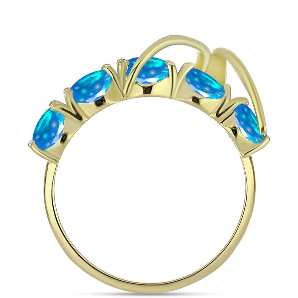 Anel de Prata com Banho de Ouro com Opala Paraíso da Etiópia  Contraste: Cabeca de Veado (800) 2 