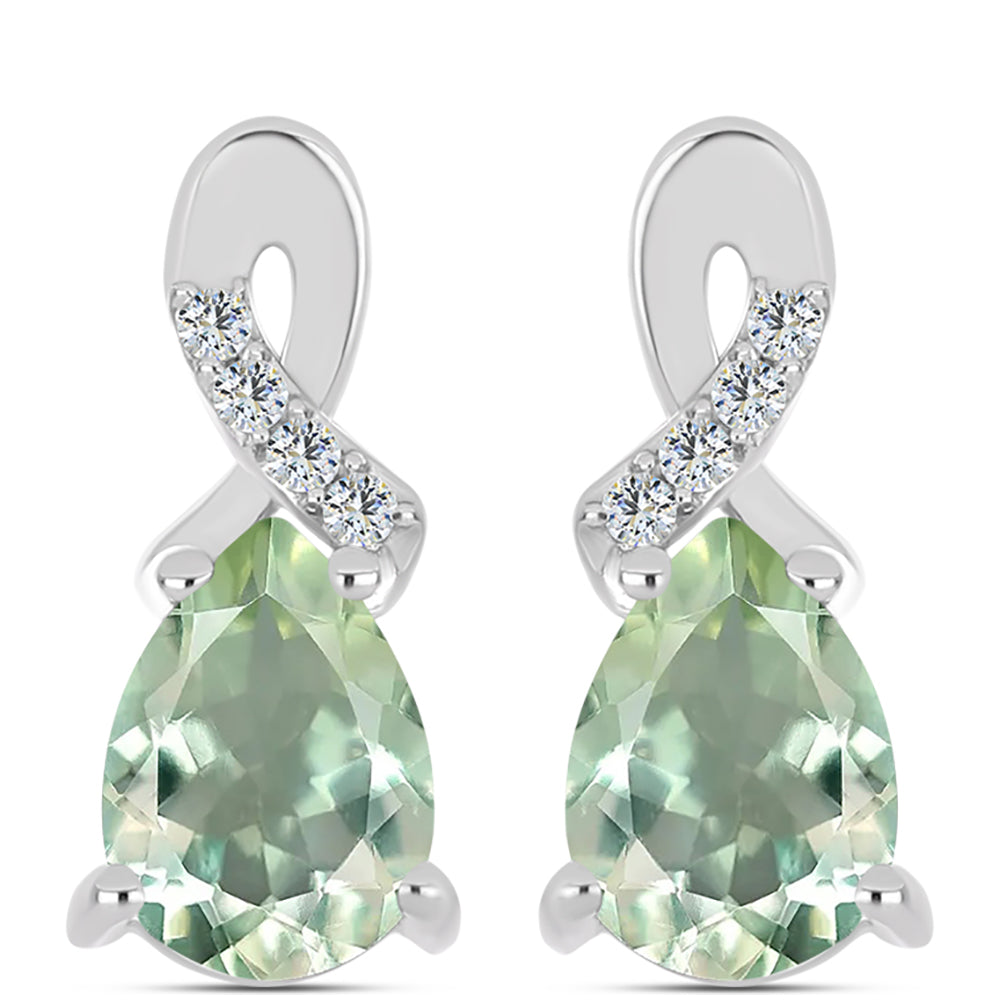 Brincos de Prata com Ametista Verde e Topázio Branco 1 