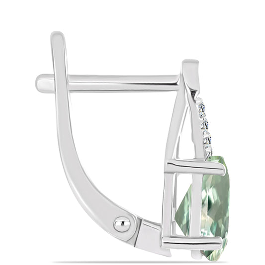 Brincos de Prata com Ametista Verde e Topázio Branco