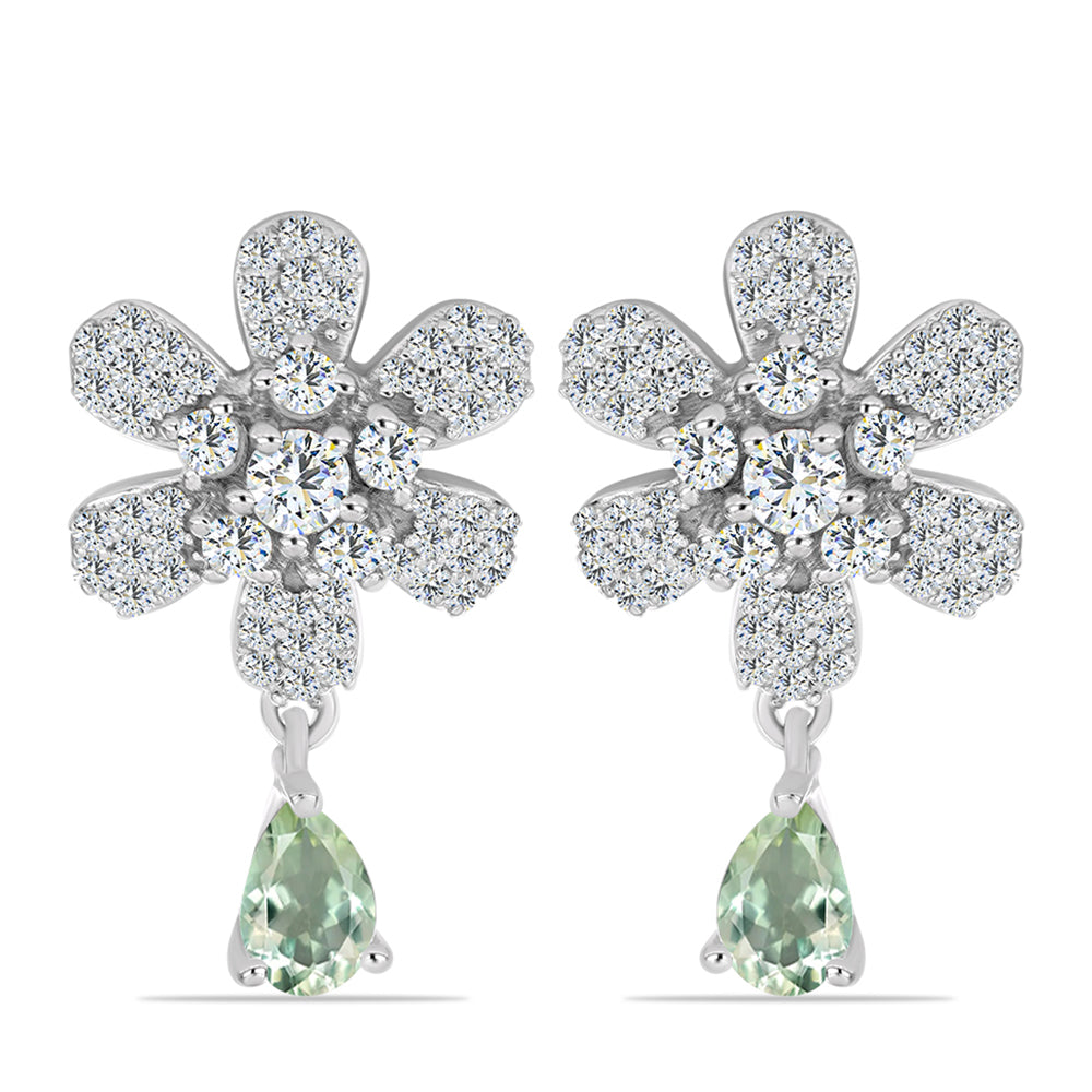 Brincos de Prata com Ametista Verde e Topázio Branco 1 
