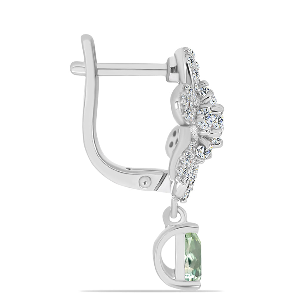 Brincos de Prata com Ametista Verde e Topázio Branco
