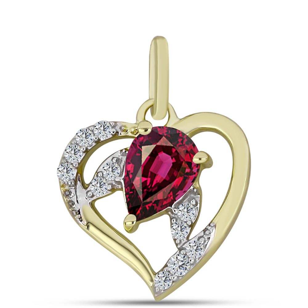 Pendente de Prata com Banho de Ouro com Granada de Rhodolite e Topázio Branco 1 