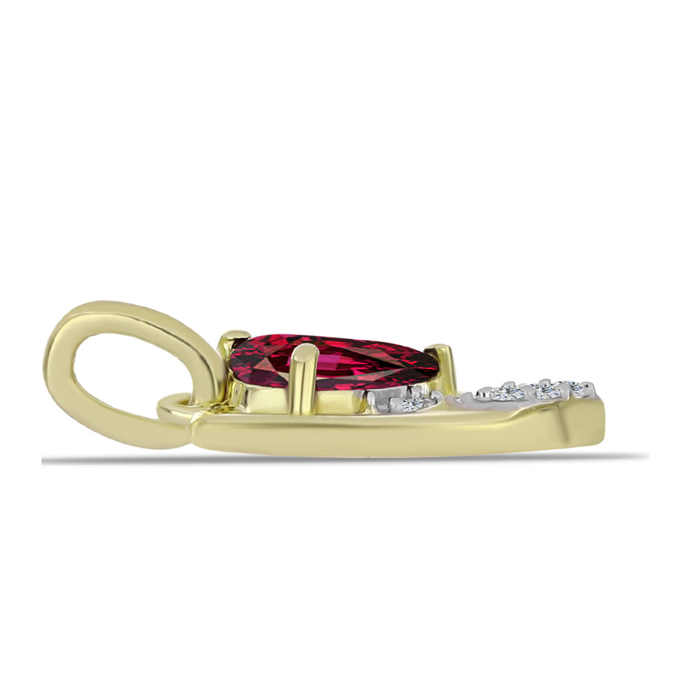 Pendente de Prata com Banho de Ouro com Granada de Rhodolite e Topázio Branco 2 