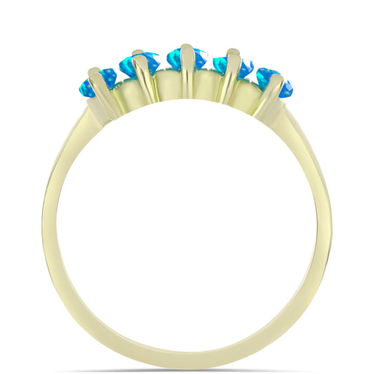 Anel de Prata com Banho de Ouro com Opala Paraíso da Etiópia