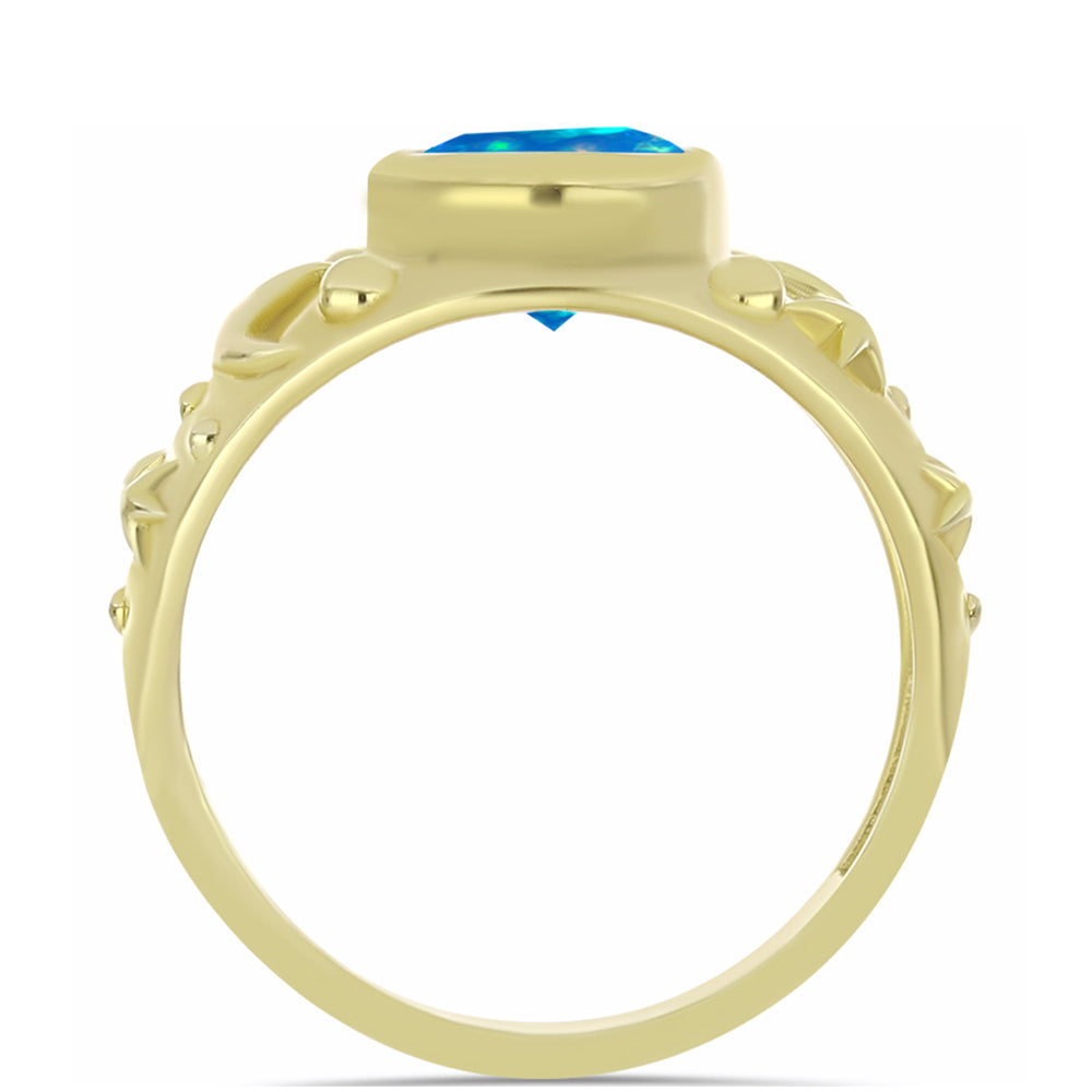 Anel de Prata com Banho de Ouro com Opala Paraíso da Etiópia  Contraste: Cabeca de Veado (800) 2 