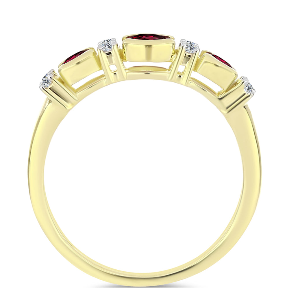 Anel de Prata com Banho de Ouro com Granada de Rhodolite e Topázio Branco 3 