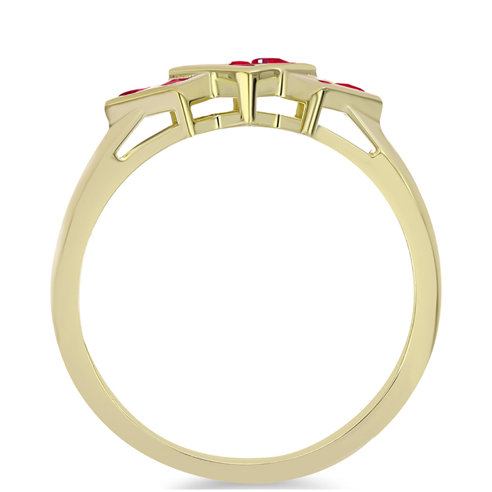 Anel de Prata com Banho de Ouro com Rubi de Madagáscar