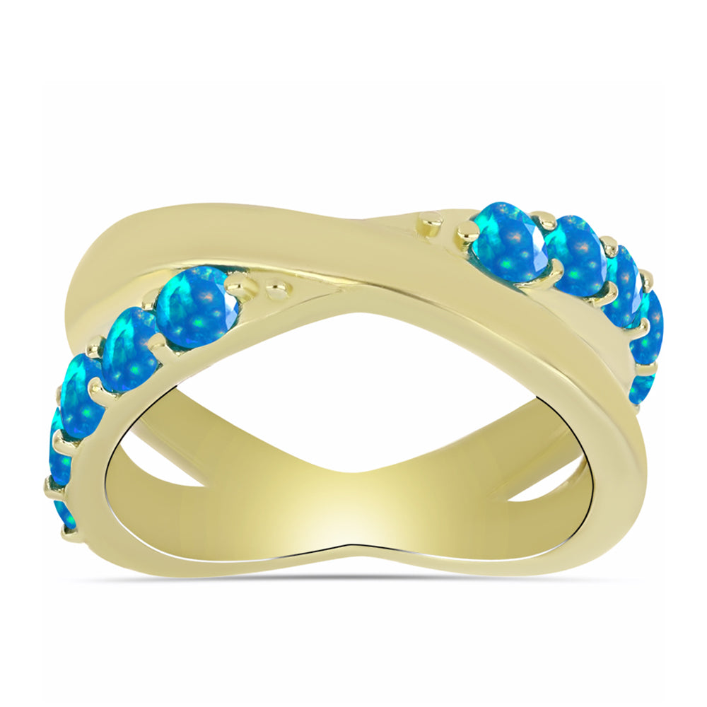 Anel de Prata com Banho de Ouro com Opala Paraíso da Etiópia  Contraste: Cabeca de Veado (800) 3 