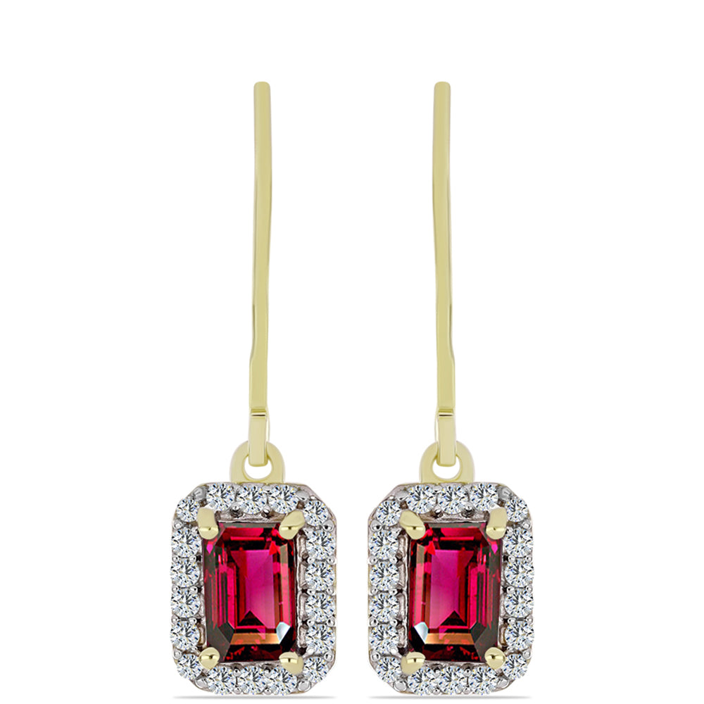 Brincos de Prata com Banho de Ouro com Granada de Rhodolite e Topázio Branco 1 