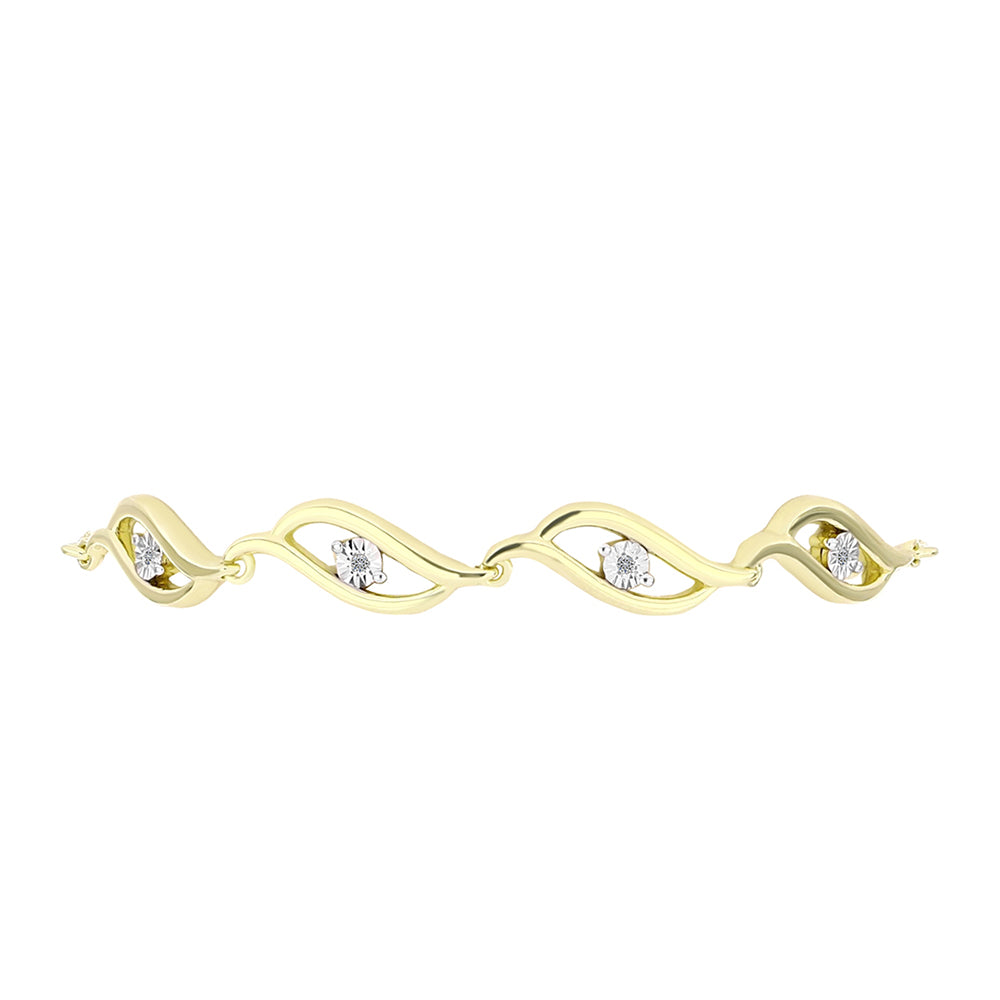 Pulseira de Prata com Banho de Ouro com Diamante Branco  Contraste: Cabeca de Veado (800)