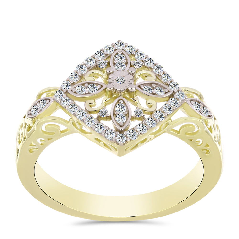 Anel de Prata com Banho de Ouro com Diamante Branco e Topázio Branco  Contraste: Cabeca de Veado (800) 3 