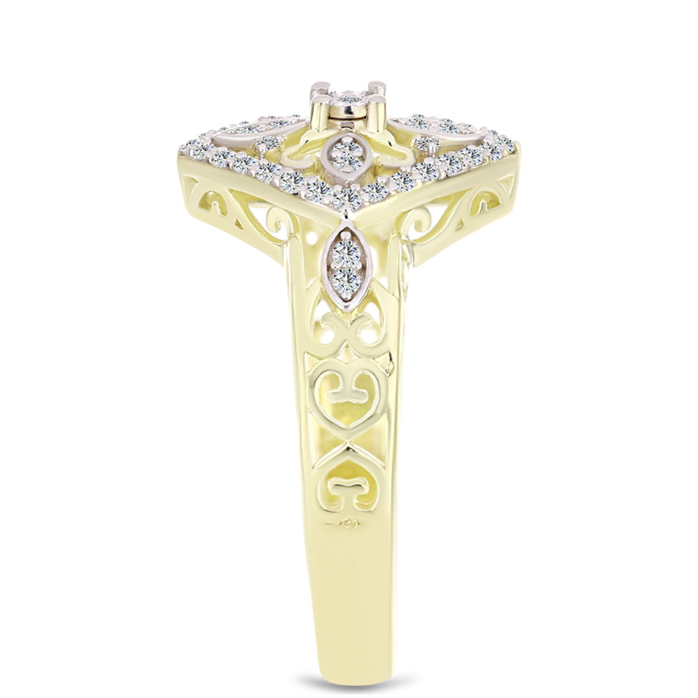 Anel de Prata com Banho de Ouro com Diamante Branco e Topázio Branco  Contraste: Cabeca de Veado (800) 4 