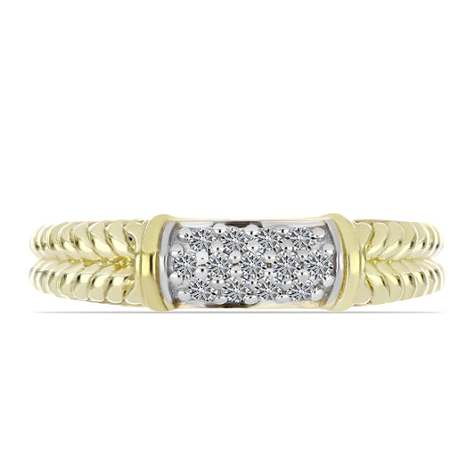Anel de Prata com Banho de Ouro com Diamante Branco