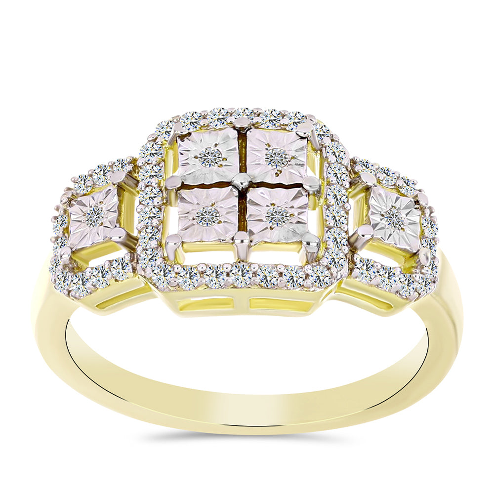 Anel de Prata com Banho de Ouro com Diamante Branco e Topázio Branco  Contraste: Cabeca de Veado (800) 3 