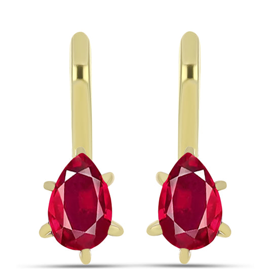 Brincos de Prata com Banho de Ouro com Rubi de Madagáscar
