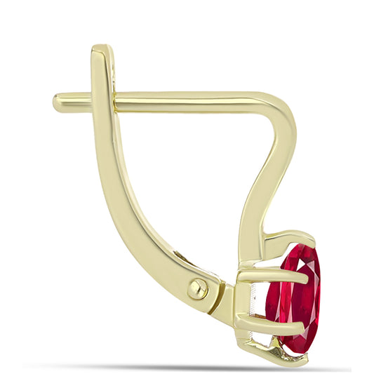 Brincos de Prata com Banho de Ouro com Rubi de Madagáscar