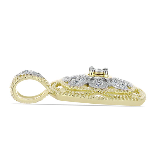 Pendente de Prata com Banho de Ouro com Diamante Branco e Topázio Branco  Contraste: Cabeca de Veado (800)