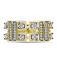 Anel de Prata com Banho de Ouro com Diamante Branco e Topázio Branco  Contraste: Cabeca de Veado (800)