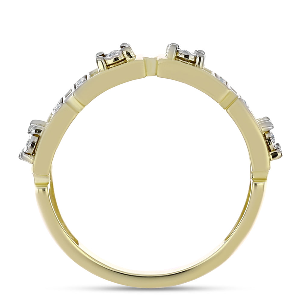 Anel de Prata com Banho de Ouro com Diamante Branco e Topázio Branco  Contraste: Cabeca de Veado (800) 2 