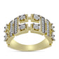 Anel de Prata com Banho de Ouro com Diamante Branco e Topázio Branco  Contraste: Cabeca de Veado (800)