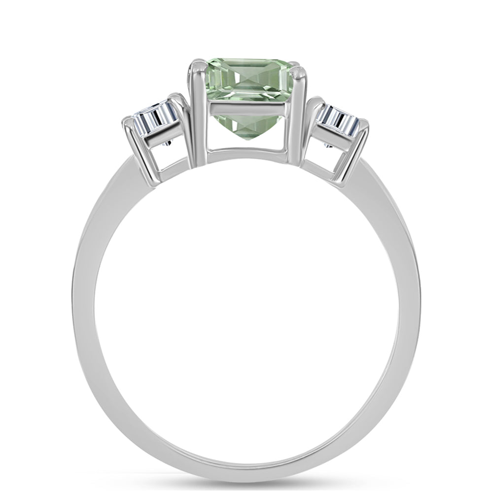 Anel de Prata com Ametista Verde e Topázio Branco