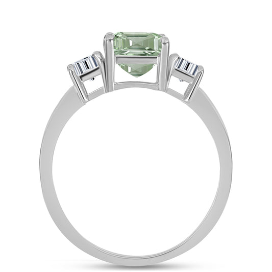 Anel de Prata com Ametista Verde e Topázio Branco