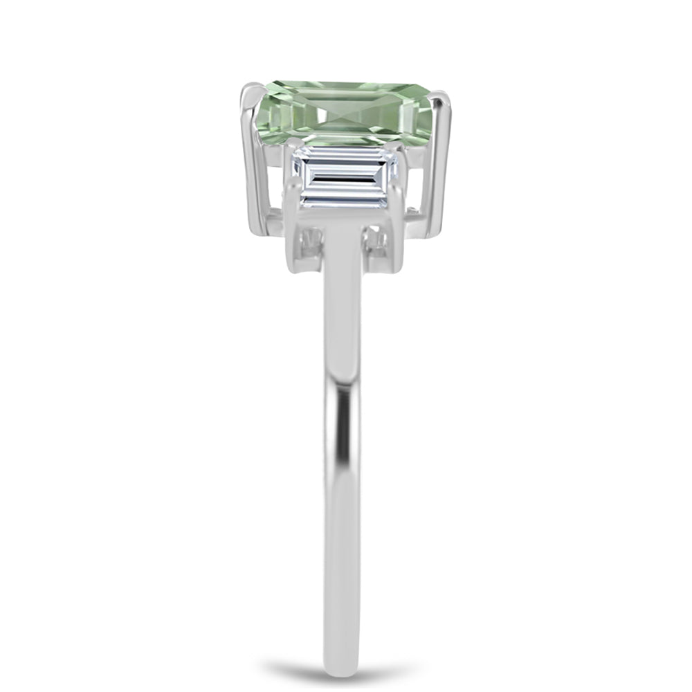 Anel de Prata com Ametista Verde e Topázio Branco 4 